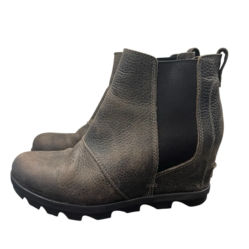 SOREL Joan of Arctic Wedge II NL3346 Leather Ankle Bootie Black Women’s Size 8.5 - Picture 12 of 13